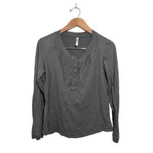 Mur Mur Bib Neck Top Women’s Large Long Sleeve‎ Knit Cottons Gray